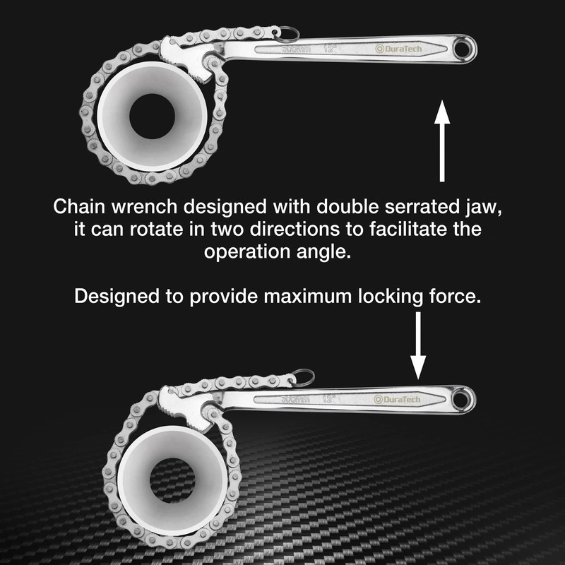 DURATECH 12 Inch Chain Wrench, Oil Filter Tool fits 1/2"
