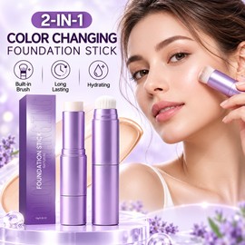 2-in-1 Color Changing Foundation and Concealer Stick with Brush