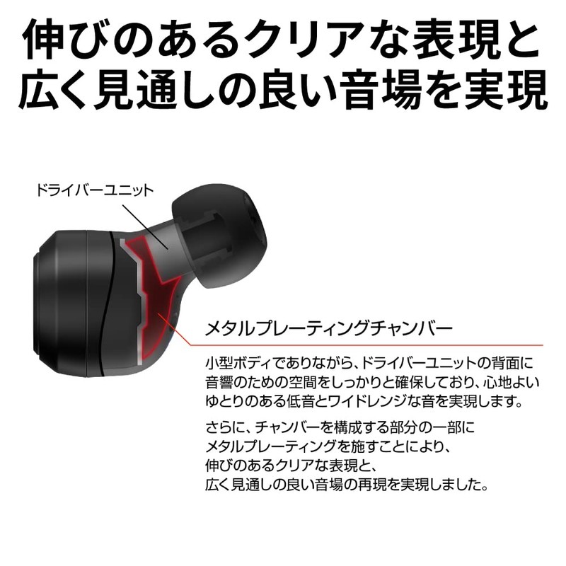 JVCKENWOOD Victor HA-FX150T-BA Wireless Earbuds with Stickers, Bluetooth, Noise Canceling,