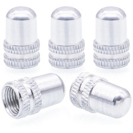 MEAJOO 5PCS USA Type Tire Valve Stem Caps, Corrosion Resistant Leak-Proof, Universal Wheel Tyre Stem Covers for Cars, SUV, Trucks, Bikes, Motorcycles, Bicycles(Silver)
