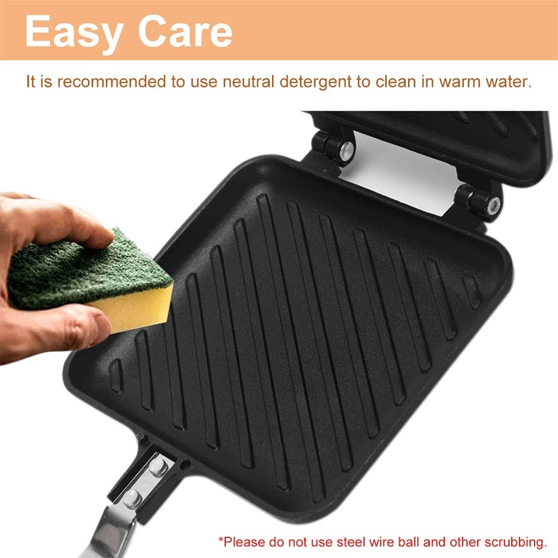 Sandwich Maker, Grilled Sandwich Press with Handle, Double-Coated Non-Stick Stovetop