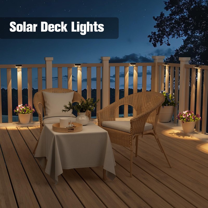 NIORSUN Solar Fence Lights,12 Pack Solars Deck Light,Warm White Color,Outdoor