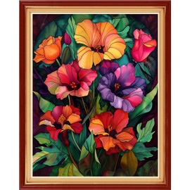 Artvxeay Stamped Cross Stitch Kits - Embroidery Kits for Beginners Cross Stitch Kits for Kids Adults 11 CT Printed Patterns Needlepoint Kits - Colorful Flowers 16x20 inch