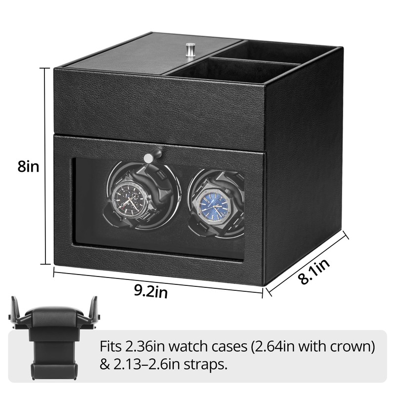 LLS Automatic Double Watch Winder with Storage Box, Japanese Quiet