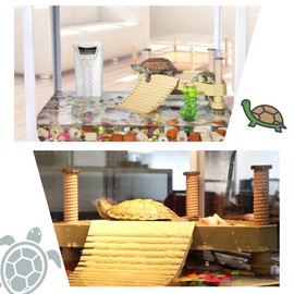 Ejoyous Floating Turtle Pier Basking Platform - Dock Frogs Reptile Floating Platform Aquarium Fish Tank Underwater Landscaping with Ladder Aquarium Tank Accessory