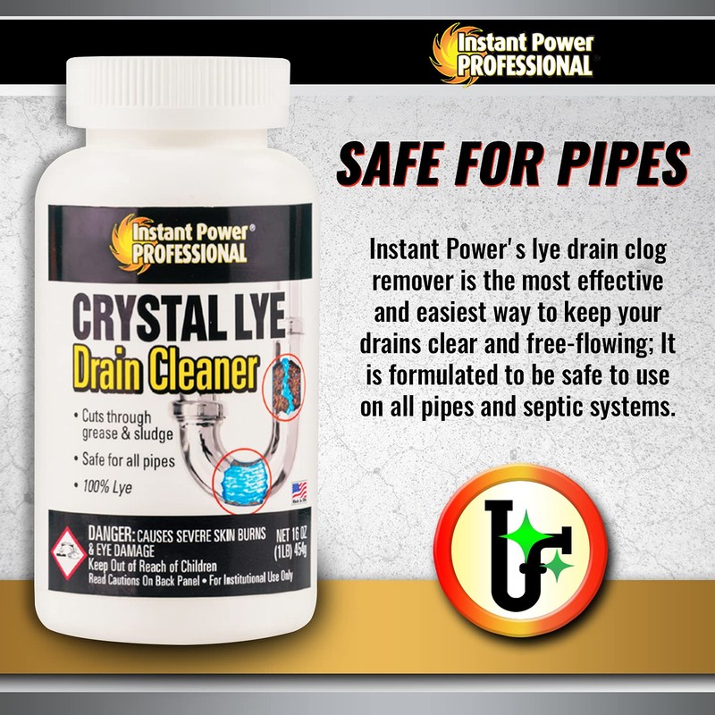Instant Power Professional Crystal Lye Drain Cleaner, Drain Clog Remover