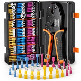 SOMELINE® Heat Shrink Connector Crimp Tool Kit, 22-10 AWG Ratchet Crimping Pliers, with 24 Size Marine Grade Heat Shrink Terminals, Crimping Pliers for Heat Shrink, Nylon and Closed End Connectors