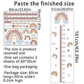 Condessacity Height Meter Wall Sticker, Rainbow Cloud, Love, Height Sticker, Stylish, Removable Wall Sticker, Height Scale, Living Room, Children's Room, Children's Room, Boho Diy Wallpaper,