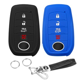 QBUC 2PCS for Toyota Key Fob Cover with Keychain,Silicone 4 Button Key Case