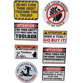 8 count Funny Toolbox Sticker  Decal Tool Box Sticker Pack Set - Colour: A