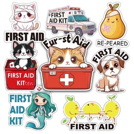 Funny First Aid Sticker Pack: 4 inches Cartoon First Aid Decals for Kids, Ideal for Car, Office, and Home Use | Water Resistant Heavy Duty,14pcs