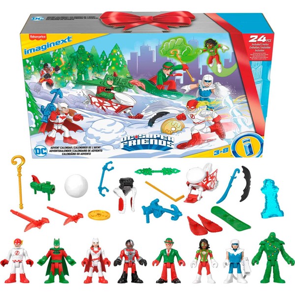Fisher-Price Imaginext DC Super Friends Advent Calendar,Christmas Gift Of 24 Figures & Accessories For Preschool Kids Ages 3+ Years