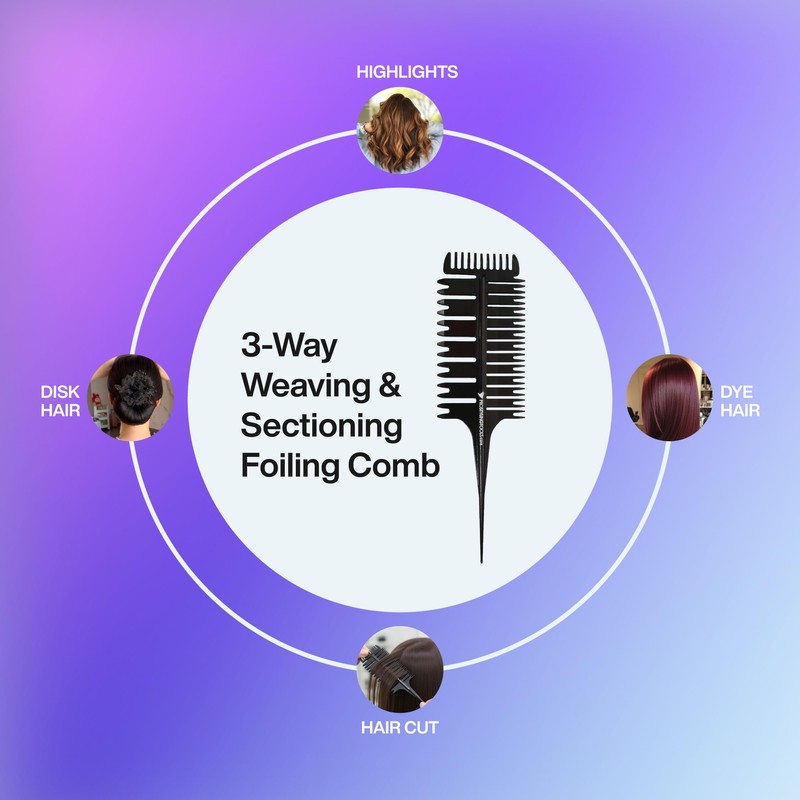ProStylingTools® 3-Way Weaving & Sectioning Comb, Hair Coloring and Highlighting