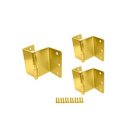 QCAA Heavy Duty 3.5" Swing Clear Offset Door Hinge Loose Pin, 1/4" Radius, Expandable Door Hinge, Brass, Made in Taiwan, 3 Pack