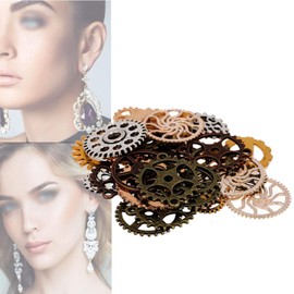 50 Gramos Engranaje Steampunk, Bricolaje Surtido Color Antiguo Metal Steampunk Engranajes Charms Colgante para Reloj Engranaje Rueda Dentada Cadenas Corchetes y Anillos de Salto(Color Mezclado)