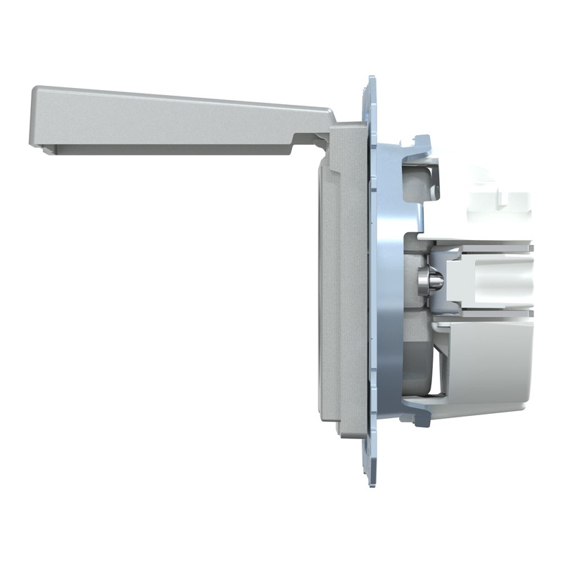 Merten MEG2311-0460 SCHUKO socket-outlet with hinged lid, plug-in terminals, aluminium,