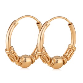 NKlaus Pair of 16 mm Celtic Creole Earrings Gothic Celtic Bali Hoop Earrings Gold-Plated 5080, Yellow Gold