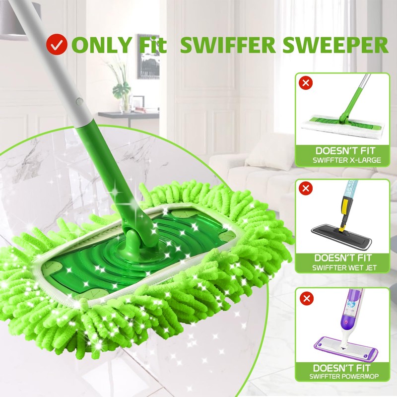 Mop Refills for Swiffer Sweeper,SealUncle Reusable Microfiber Mop Pads Washable
