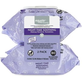 Equate Pre-Moistened Night-Time Soothing Makeup Remover Towelettes, 80 Ct, 2 Pk