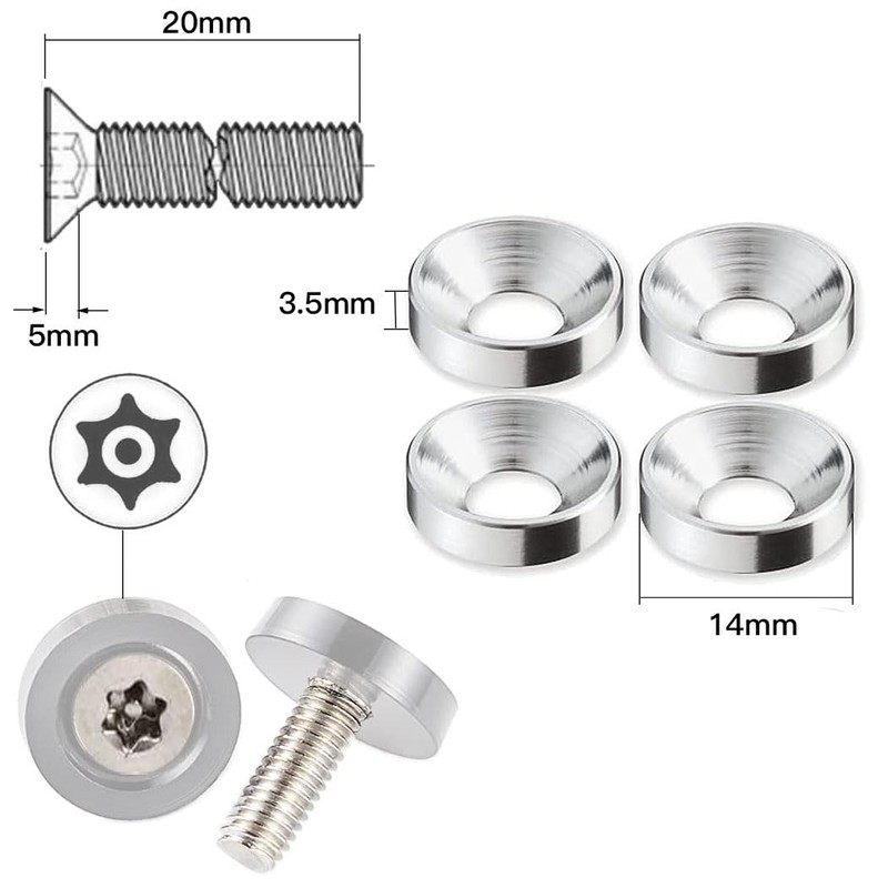 LOYELEY Car License Plate Anti-Theft Bolt Screws M6 License Frame