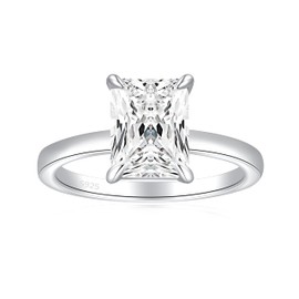 JALOKIVI 3CT 925 Sterling Silver Engagement Rings for Women Radiant Cut Solitaire Cubic Zirconia Wedding Promise Rings for Her Size 9