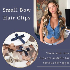 YAEISM 30PCS Bow Hair Clip Brown Mini Bows Non-Slip Hair Bows Satin Small Hair Clips Cute Barrettes for Women Girls