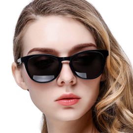 KANASTAL Sonnenbrille Damen Polarisiert Schwarz Glänzend Klassisch Retro Vintage Sonnenbrillen Frauen Kleines Gesicht mit UV400 Schutz