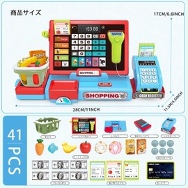 Pretend Play Set, 41 Pieces, Register Toy, Shop Store, Pretend Shopping Register, Pretend Checkout, Thief Warning, Educational Toy, Girls, Pretend Play, Present, Pink (Blue)