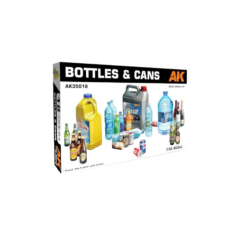 AK Interactive 1/35 Scene Accessory Bottle & Can Set, Plastic