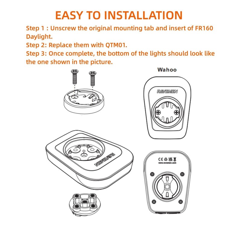 RAVEMEN QTM01 Plastic Mount to Make FR160 Compatible with Wahoo