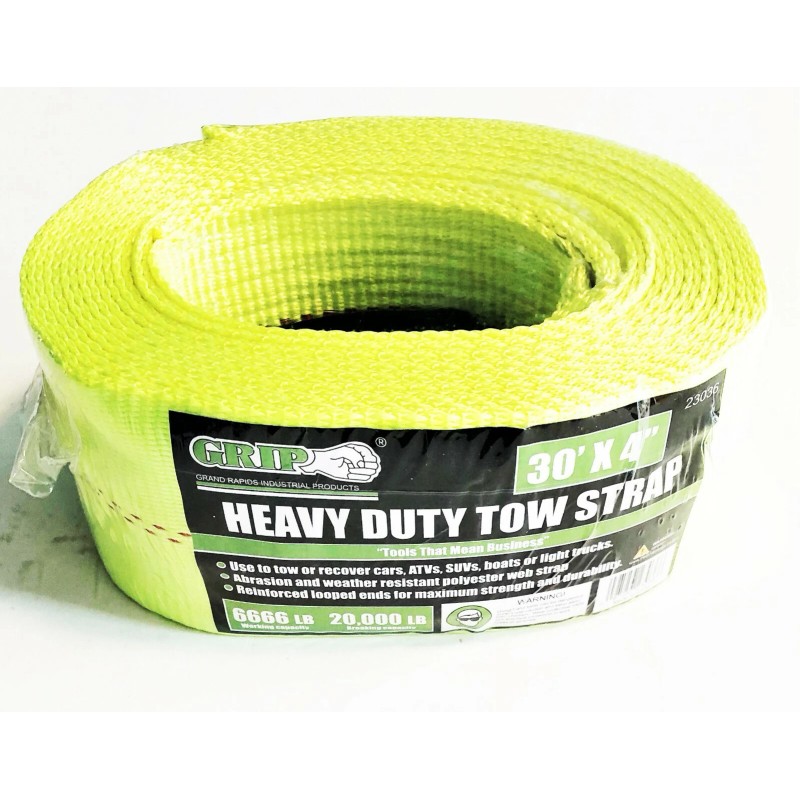 GRIP TOOLS 4" x 30' HEAVY DUTY RECOVERY TOW STRAP