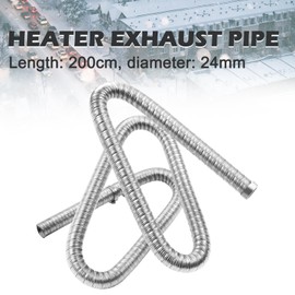 Dual Layer Automotive Heater Exhaust Pipe, 24mm Stainless Steel Exhaust Pipe 36061296 90394 with Clamps, Air Diesel Heater Exhaust Hose for Webas-to, Eberspach-er Heater Parts and Accessories (2m)