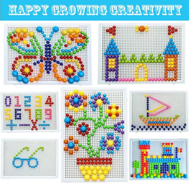 CDDLR 592Pcs Jigsaw Puzzle Mix Colour Mushroom Nails Pegboard Educational