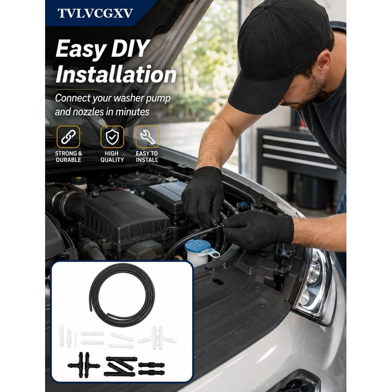 3-Meter(9.84ft) Windshield Washer Hose Kit with 12 Connectors for Vehicles