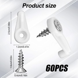 60pcs Window Screen Clips, White Storm Window Clips with 60 Screws to Hold Glass Door Retainer Clip Mirror Holder Clip Hardware Parts for Fixing Mirrors Windows Cabinet Doors Glass