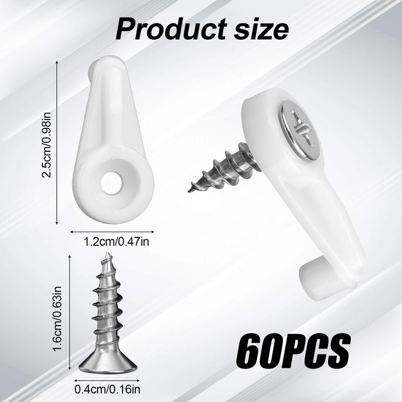 60pcs Window Screen Clips, White Storm Window Clips with 60