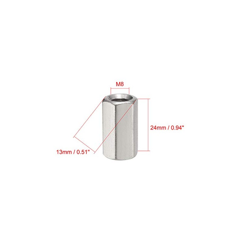 sourcing map M8 X 1.25-Pitch 24mm Length 304 Stainless Steel