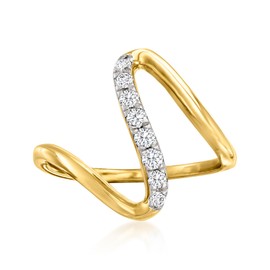 Ross-Simons 0.25 ct. t.w. Diamond Wave Ring in 18kt Gold Over Sterling. Size 7