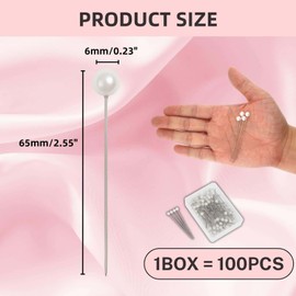 100PCS Stecknadeln mit Runde Faux Perle Kopf, Weiße Gerade Kopf Nadeln für Nähen, Handwerk und Hochzeit Dekorationen, inklusive Aufbewahrungsbox