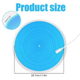 Turntable Platter Mat, 12 Inch Diameter Silicone Turntable Mat Anti-Static Anti-Slip Turntable Pad Record Player Mat LP Slipmat for Vinyl Record Mat Replacement Accessories (Blue)