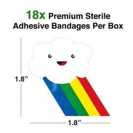 GAMAGO Rainbow Bandages for Kids & Kidults - Set of 18 Individually Wrapped Self Adhesive Bandages - Sterile, Latex-Free & Easily Removable - Funny Gift & First Aid Addition