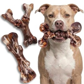 Kseroo Indestructible Dog Toys for Aggressive Chewers: 3-Pack Bacon Flavored Hard Nylon Dog Chew Toys for Medium & Large Dogs(25-90lbs), Tough Super Chewer Dog Bones Toys to Keep Them Busy, Brown
