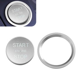Shakas Start Button Cover, Engine One-button Start-stop Decorative Parts with Ring, Self-adhesive Anti-rust Protection Ignition Button Protective Cover, for Most Cars Interior Accessories (Silver)