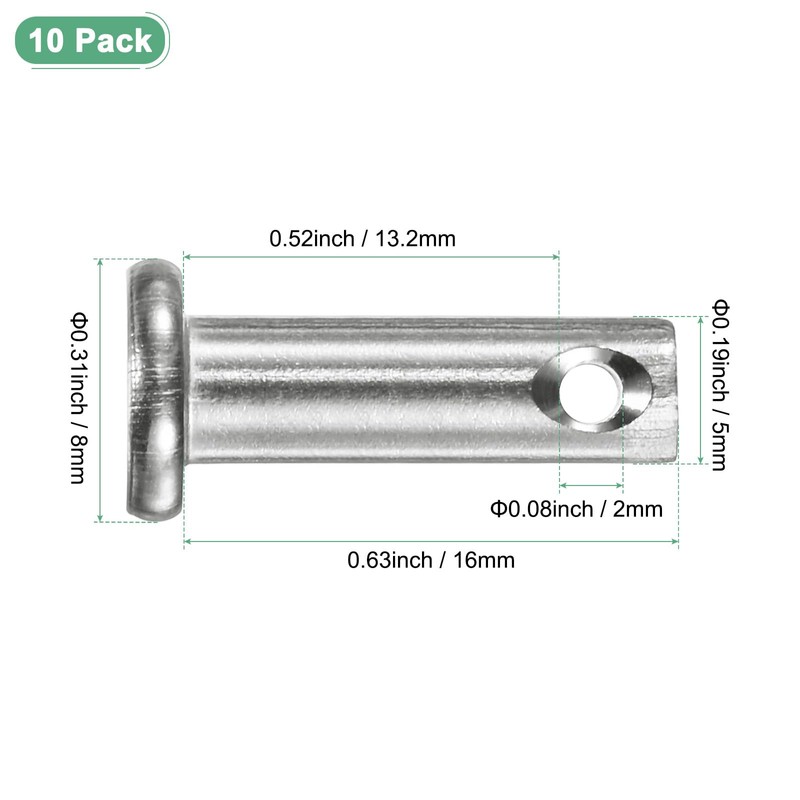 M METERXITY 10-Pack Single Hole Clevis Pins, M5 x 16mm