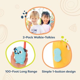 B. toys – Lolo & Woofer Walkie– Talkies – 2– Pack Walkie Talkies – Long 100– Foot Range – Toys for Toddlers, Kids – 3+ Years