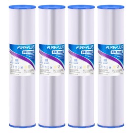 PUREPLUS 20" x 4.5" Whole House Pleated Sediment Filter for Well Water, Replacement Cartridge for ECP20-20BB, AP810-2, SPC-45-2020, R30-20BB, HDC3001, ECP5-20BB, 4Pack