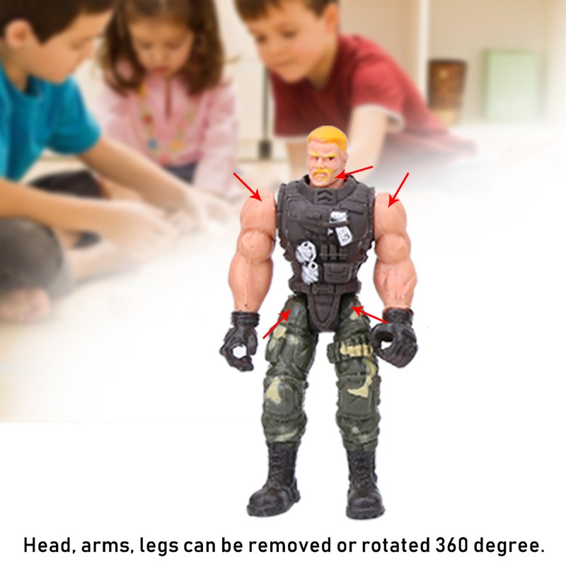 6PCs Movable Military Soldier Police Models with Joint and Weapons