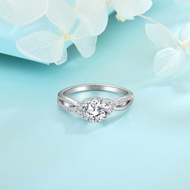 FJ Women's Engagement Ring, 925 Sterling Silver, Infinity Ring, Wedding Rings, Proposal Ring, Promise Ring with Cubic Zirconia, Jewellery Gifts for Women, Gemstone, Cubic Zirconia