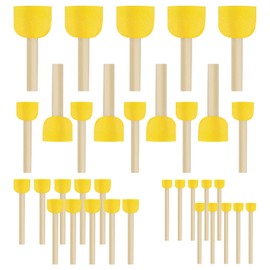 TopBine 35 Pcs Assorted Size Round Sponges Brush Set 5 Sizes DIY Painting Tools- Yellow(5 Sizes)