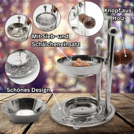 SonKo Nickel Incense Burner Incense Burner with Strainer for Smoking and Meditation - Spiritual Gifts for Smoking White Sage, Frankincense, Boswellia (Burner Set)